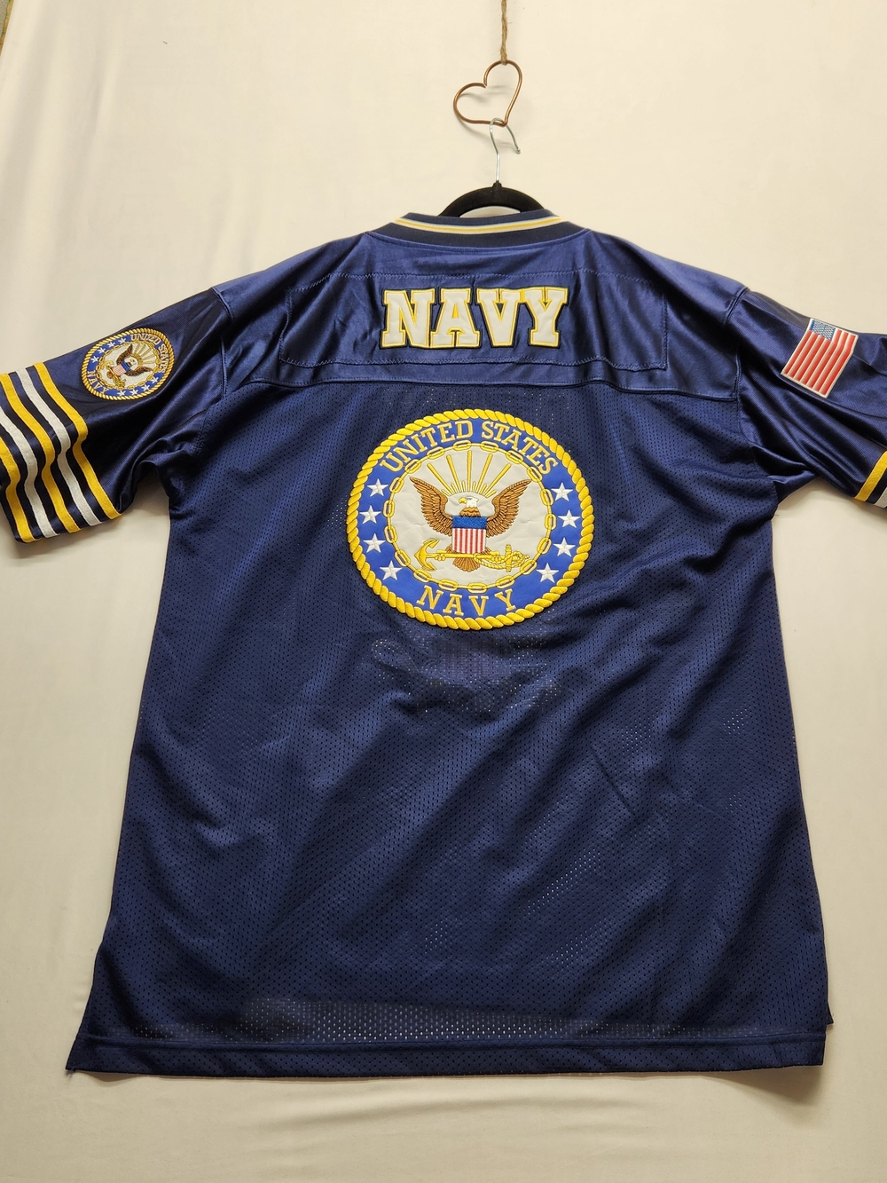 ⭐️JWM U.S. Navy Officially Licensed Football Jersey Blue Mens Large Sewn Logo - Picture 8 of 13